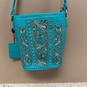 P & G Turquoise Western Carry Conceal Crossbody Bag